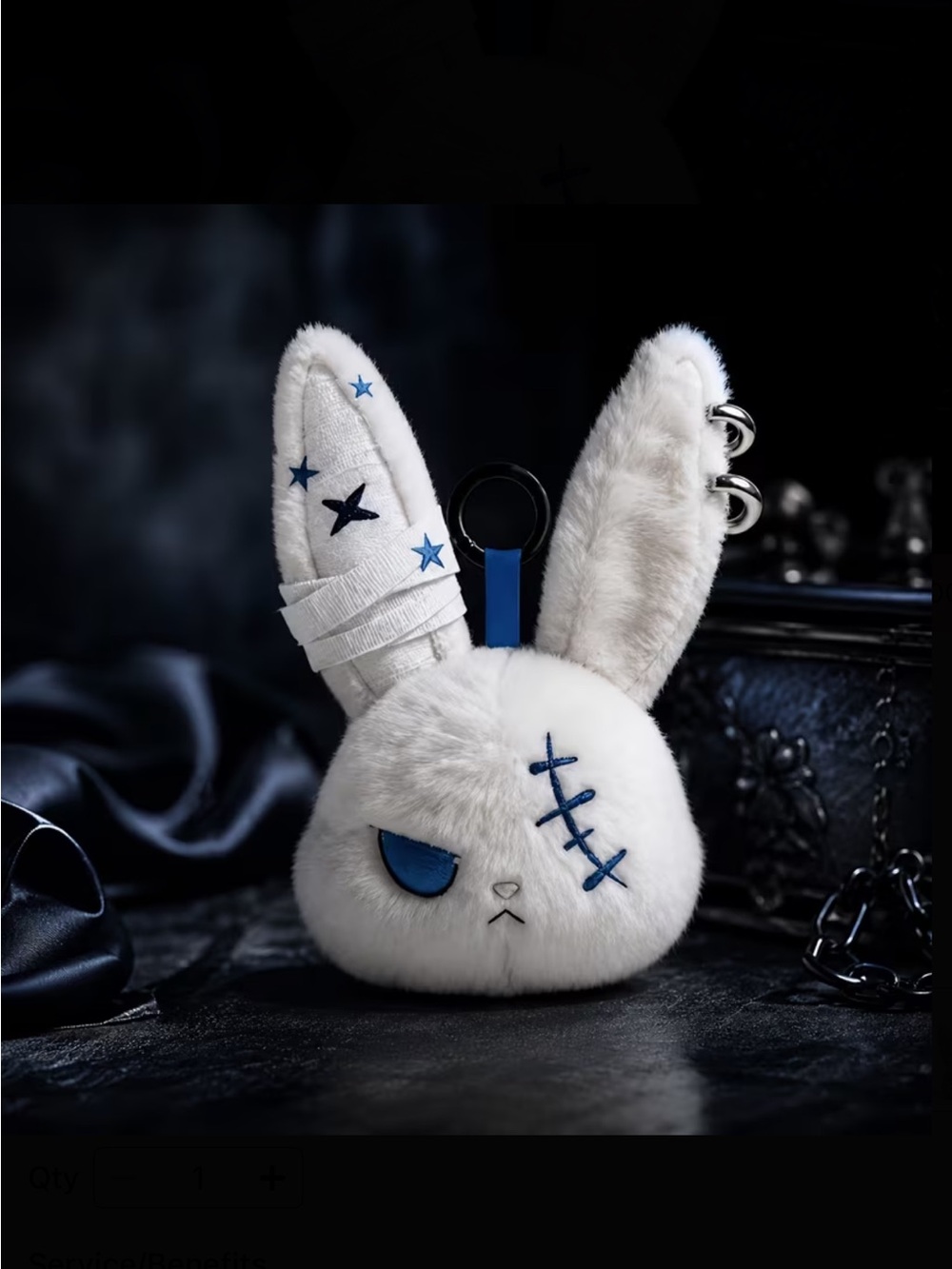 White Street Rabbit Gothic Plush Bunny Keychain Bag Charm